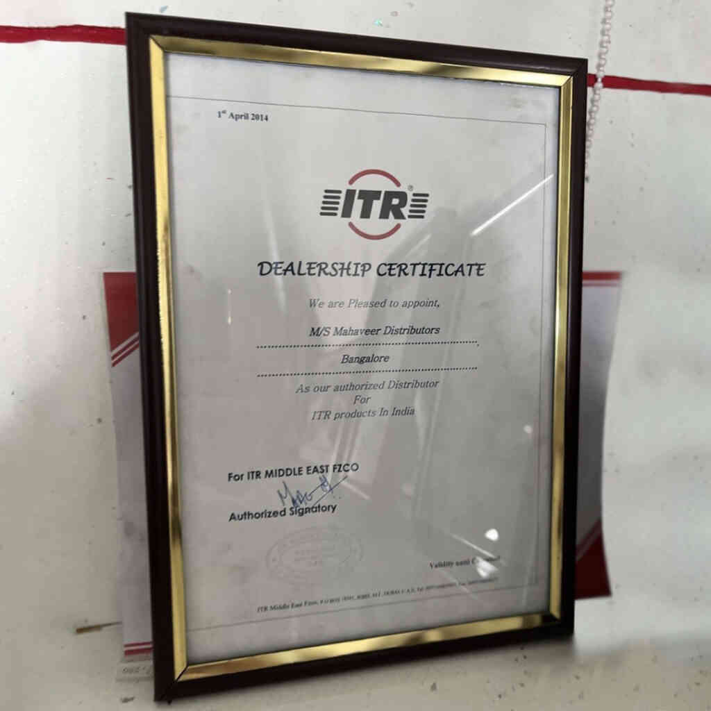 ITR Certificate for Heavy Equipment Parts